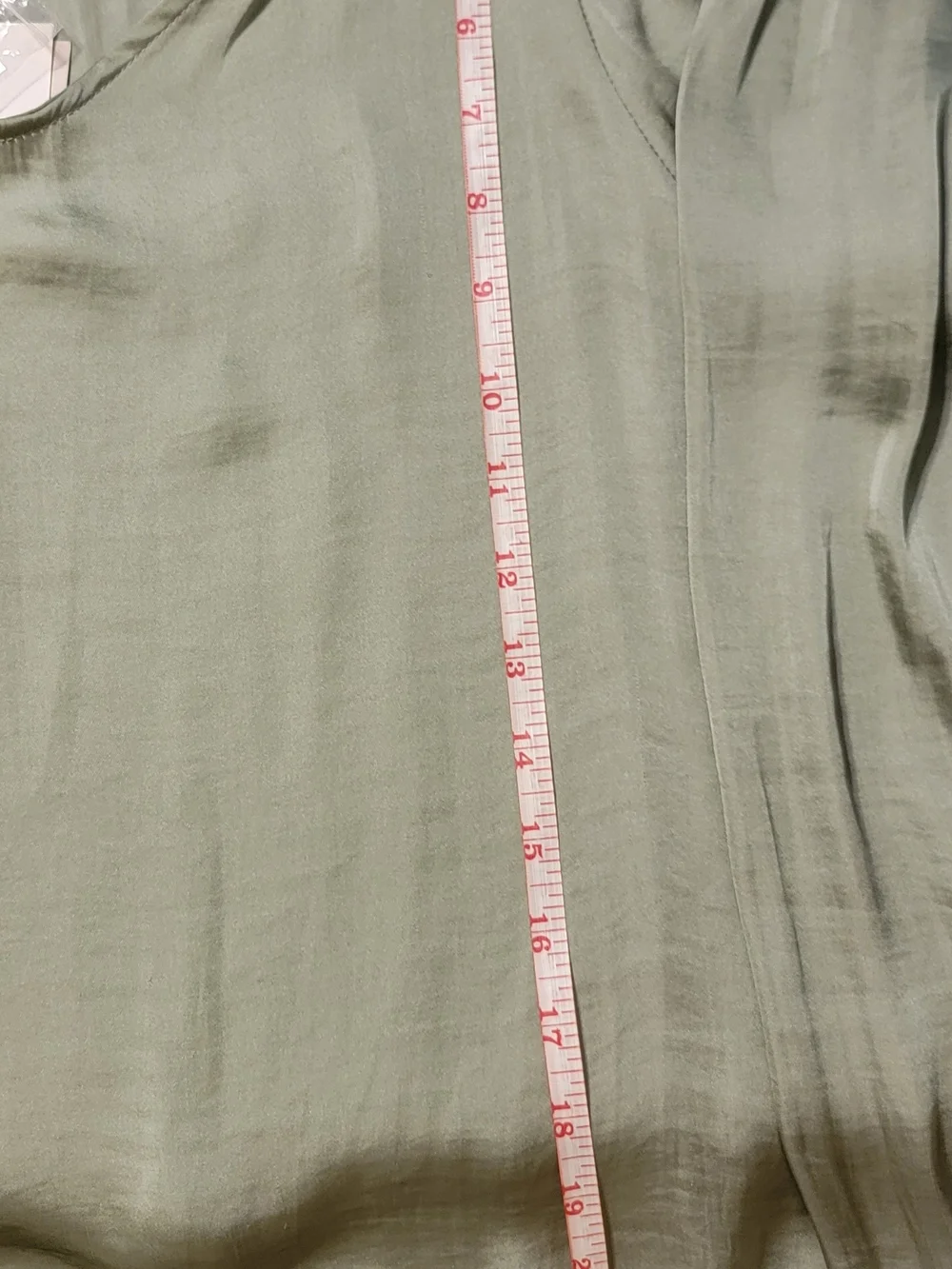 NWT Carmen Womens XL Sage Green Silky V-Neck Long Sleeve Blouse Top - Picture 10 of 16